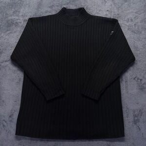 Vintage Southpole Ribbed Mock Neck Sweater Men's Large Black Long Sleeve Y2K